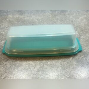 Teal and Clear Butter Dish